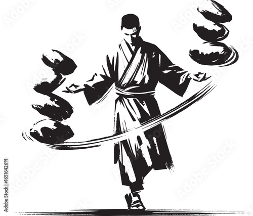 Zen stone balancer a minimalist illustration of mindful practice