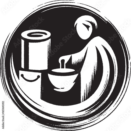 Stylized Donation Icon Depicting Generosity with Minimalist Sumi