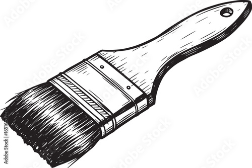 Detailed hand-drawn paint brush illustration with precise line w