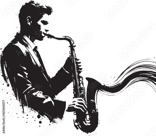 A monochrome illustration depicting a musician serenading on a g