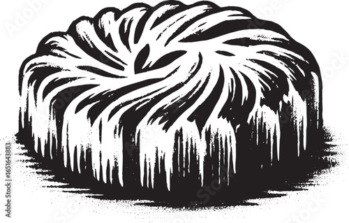 Minimalist Sumi-e Style Illustration of an Austrian Apfelstrudel