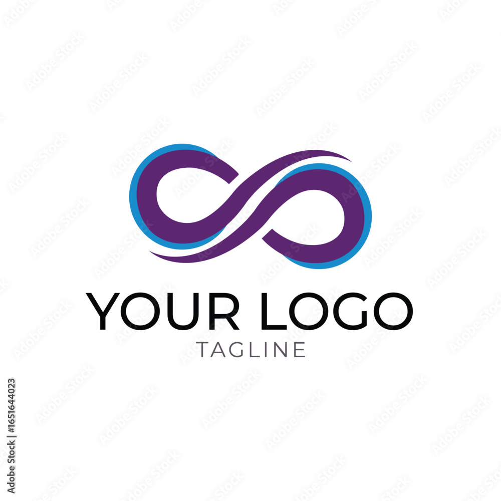 Fototapeta premium Infinity symbol logo with blue and purple gradient