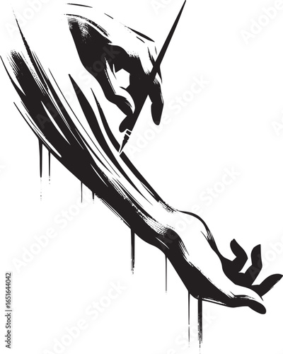 Minimalist Sumi-e Arm Illustration: Creative Brushstrokes for Ar