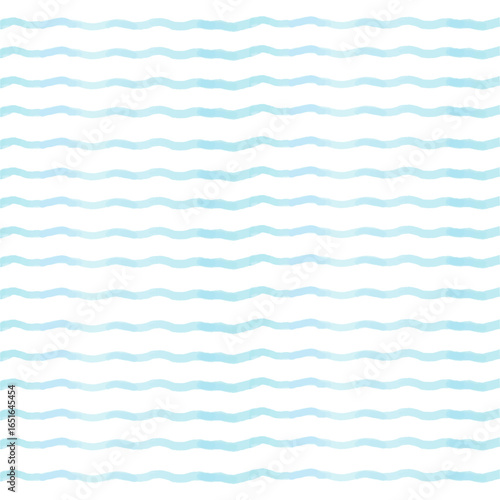 爽やかな青色の水彩ボーダー柄背景素材