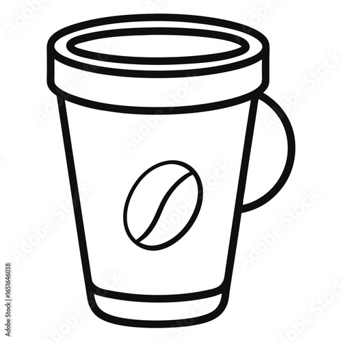 Outline Illustration of a Coffee Cup with a Coffee Bean Symbol disposable cup icon