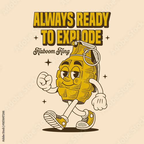 Kaboom king cute cool cartoon vector hand drawn