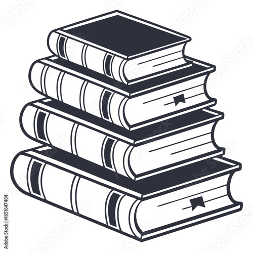 Stack of Five Hardcover Books with Decorative Spines and Bookmarks reading literature