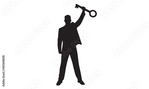 silhouette of a man with a key