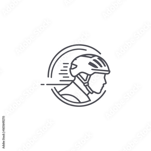 People helmet logo with strong, line style for protective and reliable branding.