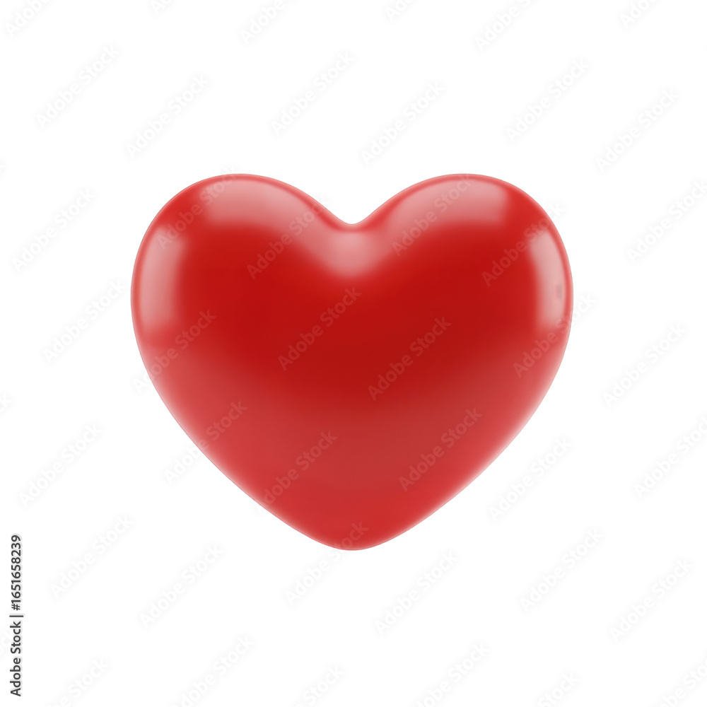 Fototapeta premium Shiny red 3D heart icon isolated on a transparent background. Symbol of love, romance, and Valentine's Day celebration.