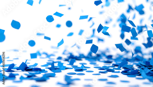 Blue Confetti Falling Against A White Background Creating A Festive Atmosphere