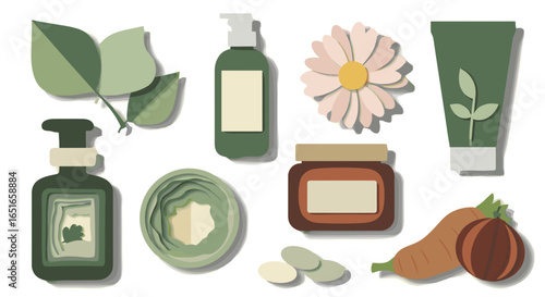 Illustration of various mechanical and engineering components and tools