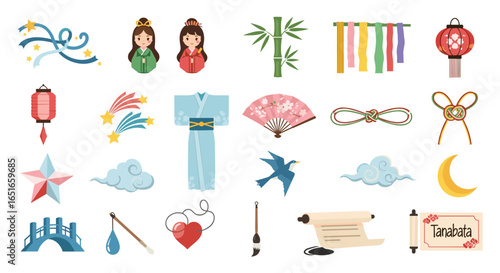 Collection of diverse cultural and natural icons in cartoon style
