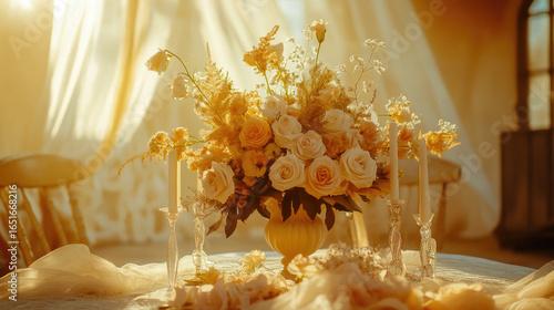 An artistic arrangement of wedding decor featured in an album