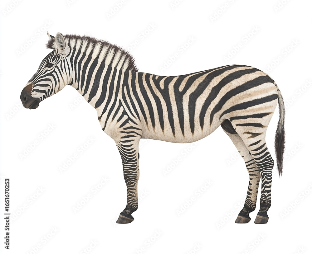 Obraz premium Striking zebra isolated showcasing characteristic stripes and robust build