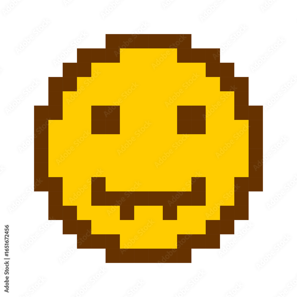 Obraz premium Happy and Sad Pixel Emojis: Emotional Duo Set, Pixelated Moods: Retro Smiley and Frowny Face Art, Opposite Expressions: 8-bit Happy and Sad Icons
