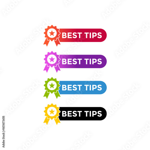 Best Tips with medal with a star template logo design. Suitable for highlighting key recommendations, expert advice, or high-quality content on websites, blogs, and social media