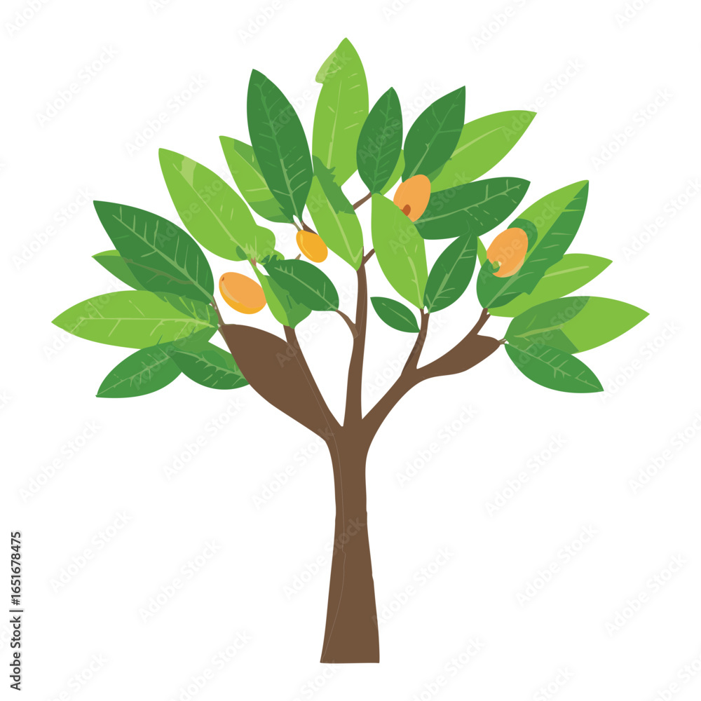 Obraz premium An artistic illustration of a mangrove tree with visible fruit on its branches