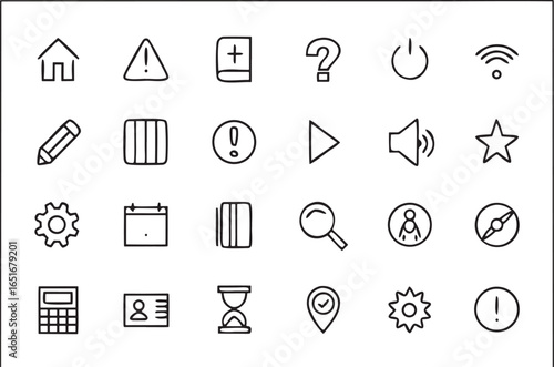 Minimal Mobile App Icons Silhouette on White Background