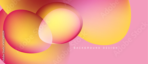 Abstract gradient shapes overlap, creating vibrant pink, orange hues. Modern design feels energetic, smooth. Background suggests digital art.