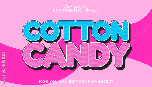 Sweet Pink Editable Text Effect with Cotton Candy Style and Wavy Textured Design. Perfect for Playful Typography Projects and Graphic Design.