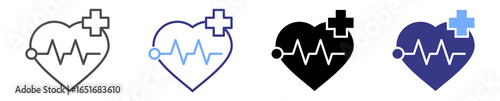 heart rate icon set multiple style