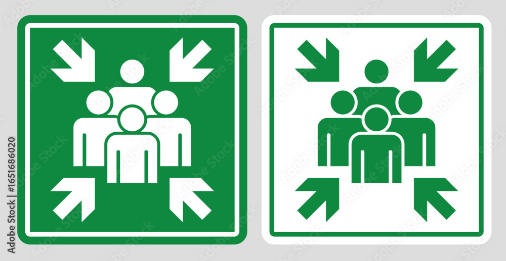 © SystemDirect - assembly point emergency sign vector illustration isolated design © SystemDirect - assembly point emergency sign vector illustration isolated design