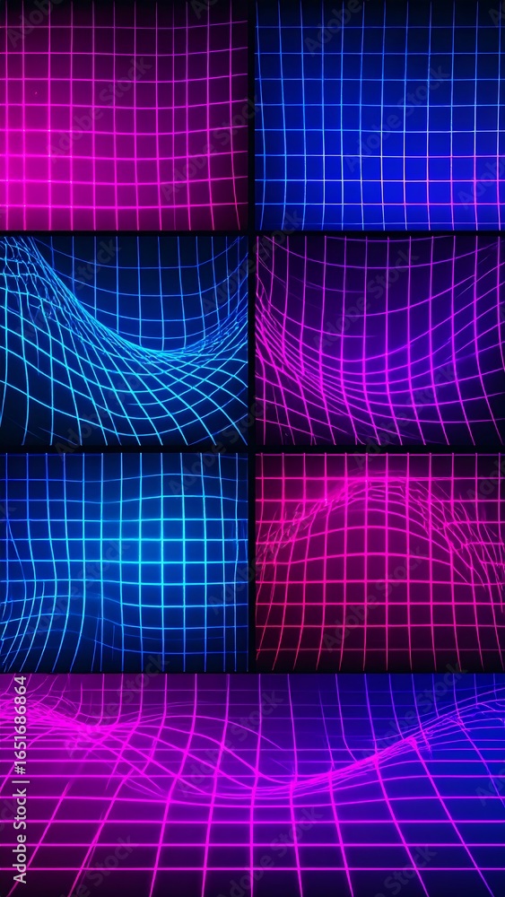Naklejka premium Abstract grid patterns in vibrant colors