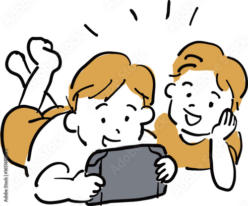 Children Enjoying a Tablet Game