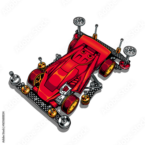 Mini 4wd car toy. racing compettion illustration vector