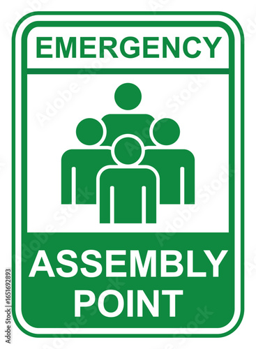  assembly point sign emergency symbol printable label poster vector illustration template design