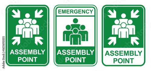 assembly point sign set bundle emergency symbol printable poster vector illustration template design