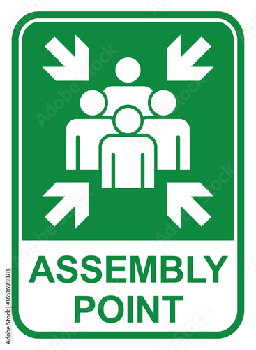 assembly point sign vector illustration emergency symbol printable label poster template design