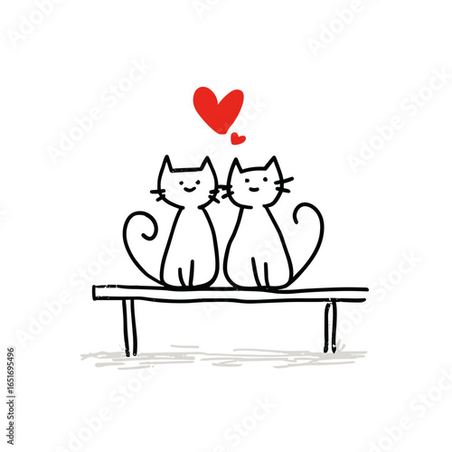 Minimalist cats in love vector