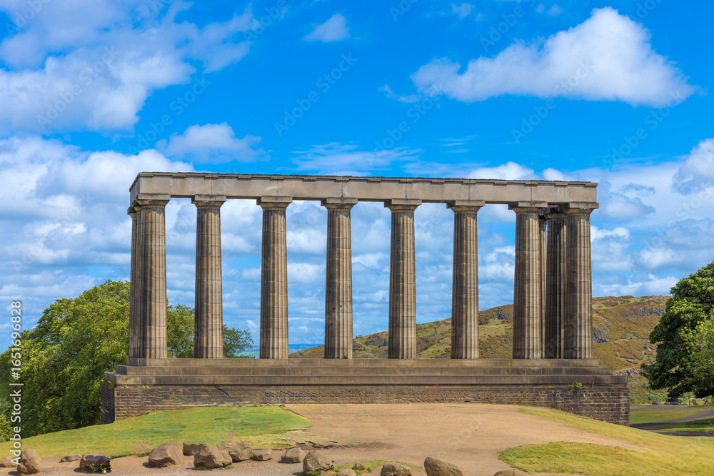 Fototapeta premium Edinburgh, National Monument of Scotland on Calton Hill. Part of a UNESCO World Heritage Site