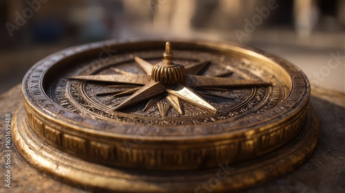 Antique Compass with Intricate Design in Soft Lighting Setting