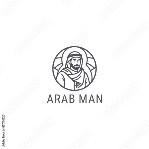 Arab man logo with elegant, distinguished design for strong and cultural branding.