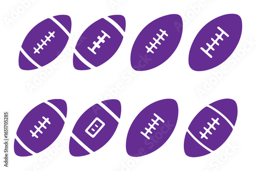 American football icon set. Rugby ball icons. American football ball vector stock illustration Eps 10