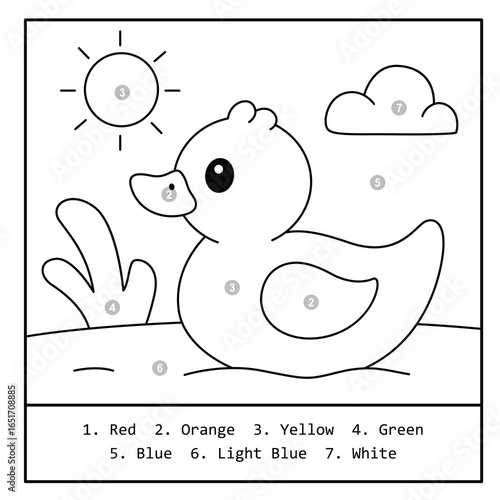 Color by Number Duck – Fun Learning Coloring Page for Kids