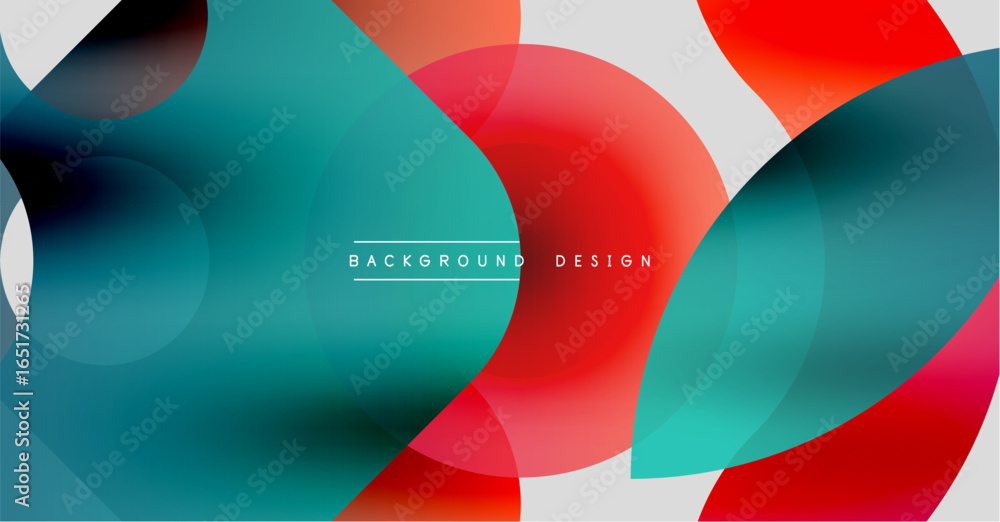Fototapeta premium Abstract fluid shapes, vibrant colors blend. Modern design elements create dynamic background. Red, teal gradients dominate composition.