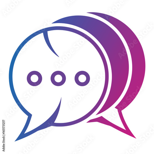 Modern gradient speech bubble icon representing communication discussion chatting and messaging with ellipsis dots