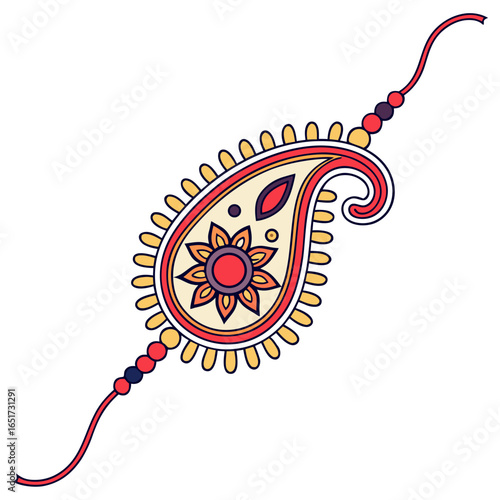 Colorful rakhi with paisley design and beads for raksha bandhan celebration