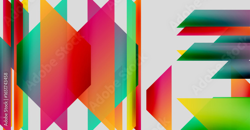 Abstract colorful design features fragmented letters forming word HOME. Bright hues blend, creating dynamic visual impact. Modern aesthetic.