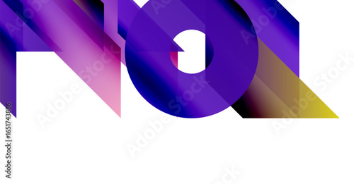 Abstract graphic displays bold NO text. Purple, pink, yellow hues blend, creating dynamic visual impact. Modern design.