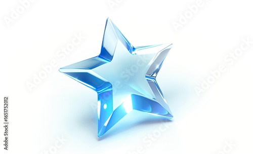 Crystal star award, white background, glowing, success concept