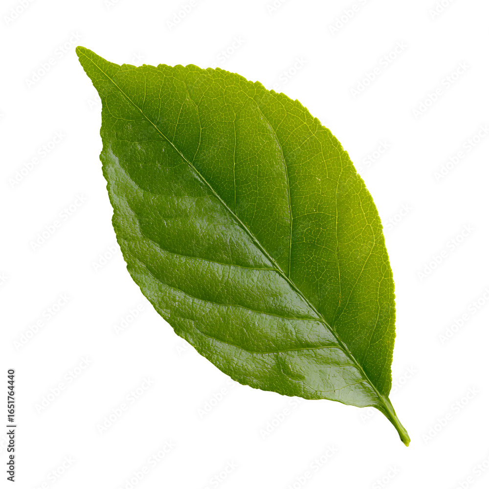 Obraz premium Lemon Tree Leaf PNG with transparent background showcasing vibrant greenery.