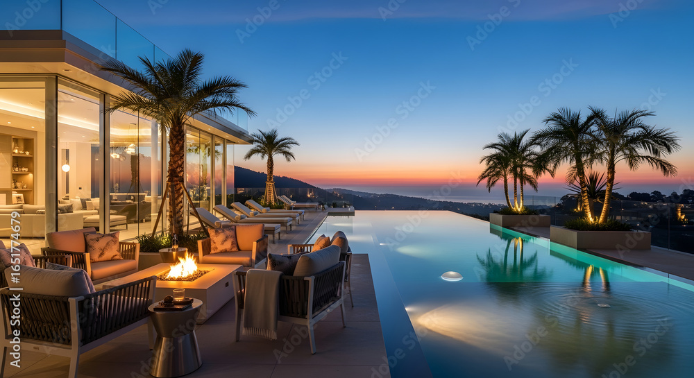 Fototapeta premium Modern Architecture & Interior Design Luxurious Outdoor Infinity Pool Retreat