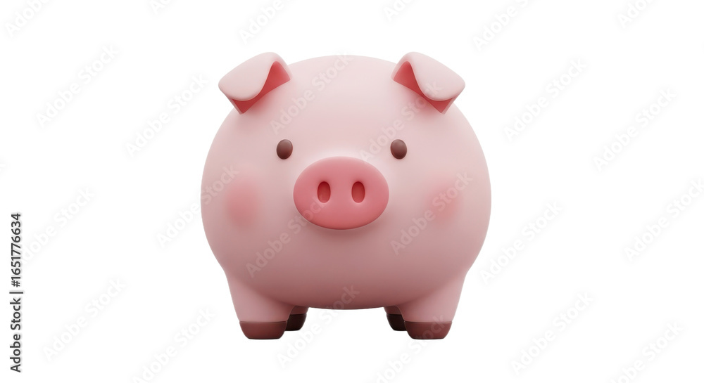 Obraz premium A charming 3D render of a pink piglet with rosy cheeks and a cute snout, isolated on a white background.