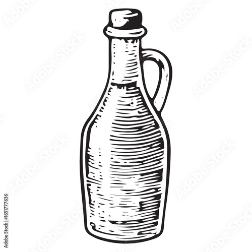 Vintage vinegar glass bottle hand-drawn illustration
