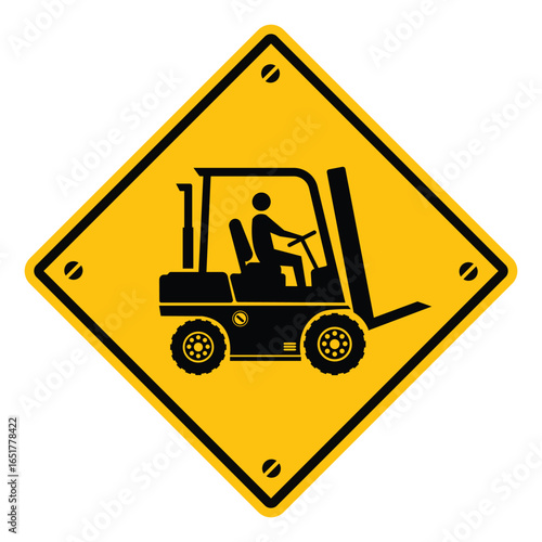 forklift printable sign poster plaque at industry factory template vector isolated design 